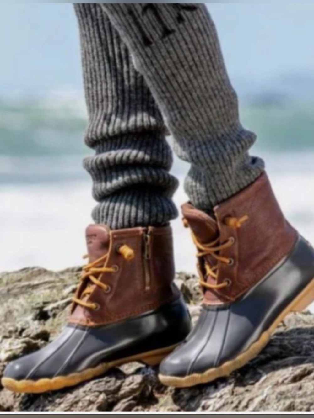Sperry Saltwater Duck Boots. Brown and Black. Size 8